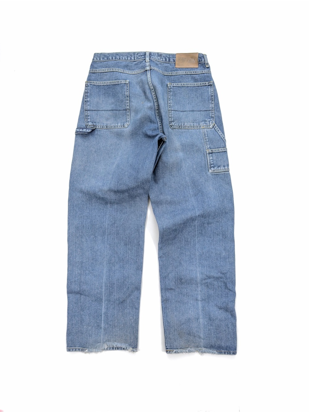 VTG Nautica Baggy Jeans Mens 36/34 Blue Denim Carpenter Faded Distress Skater